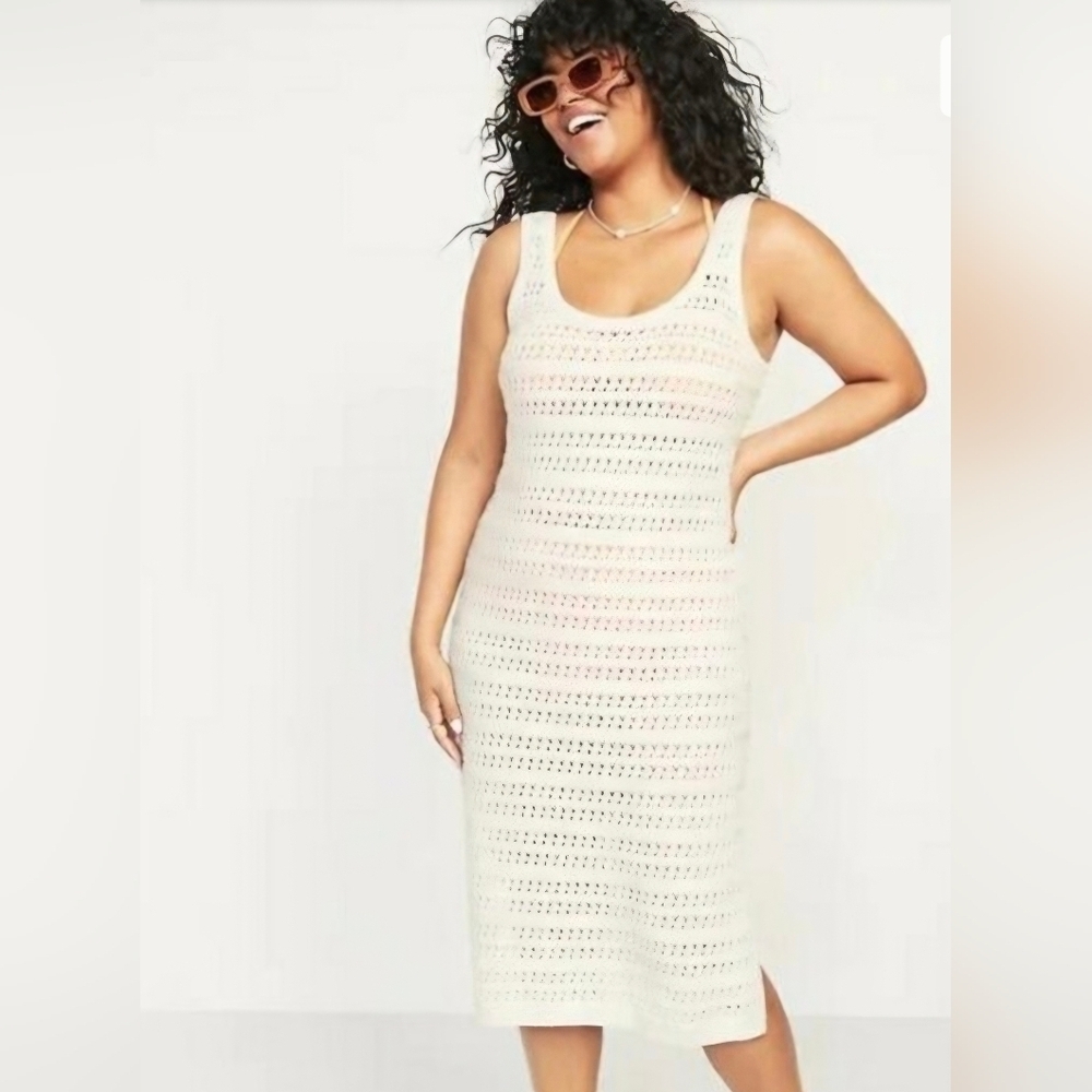 NWT Fitted Crochet Swim Cover-Up Midi Dress -  2X  🎉​ Host Picks 🎉